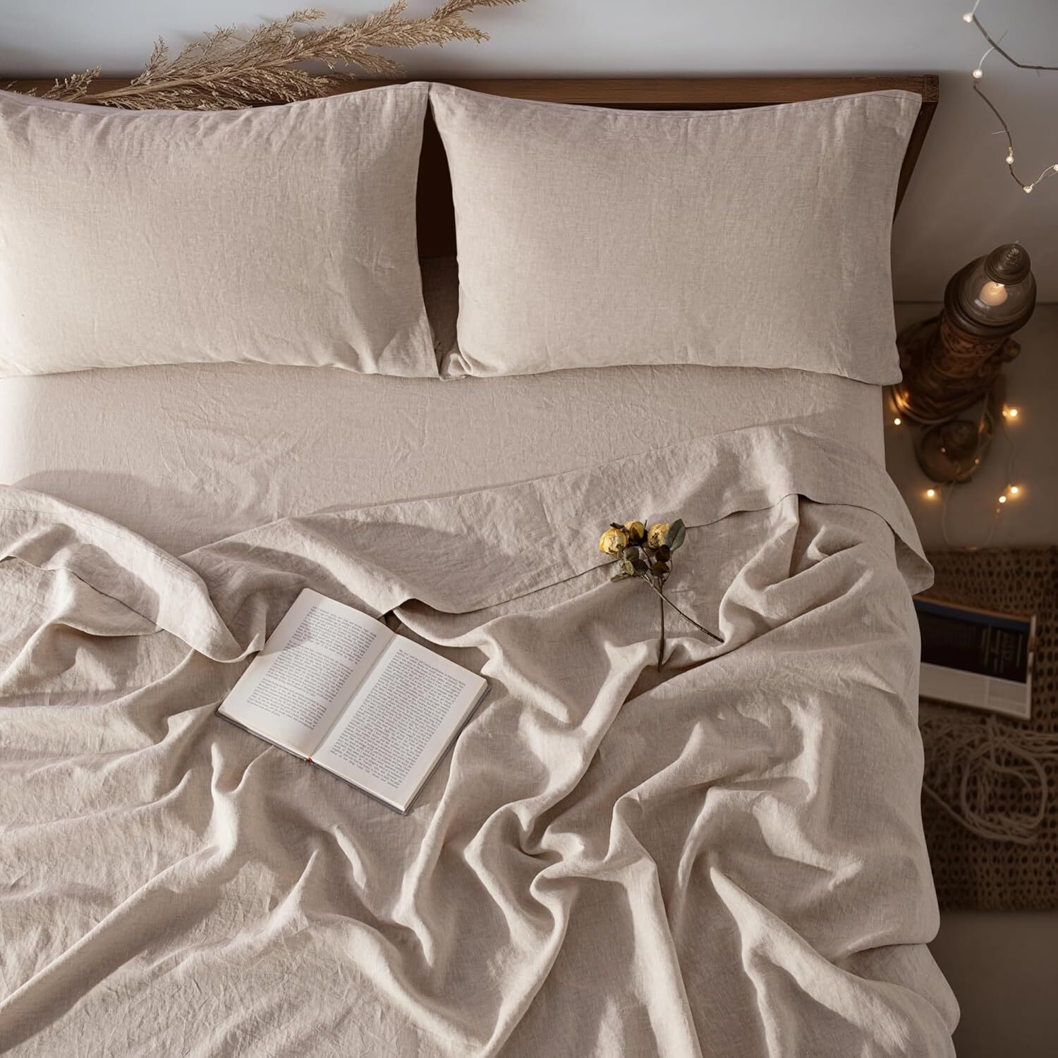 LBR02M 100% Linen Sheet Set Queen Size, Bed Sheets 4 Piece Sets gallery