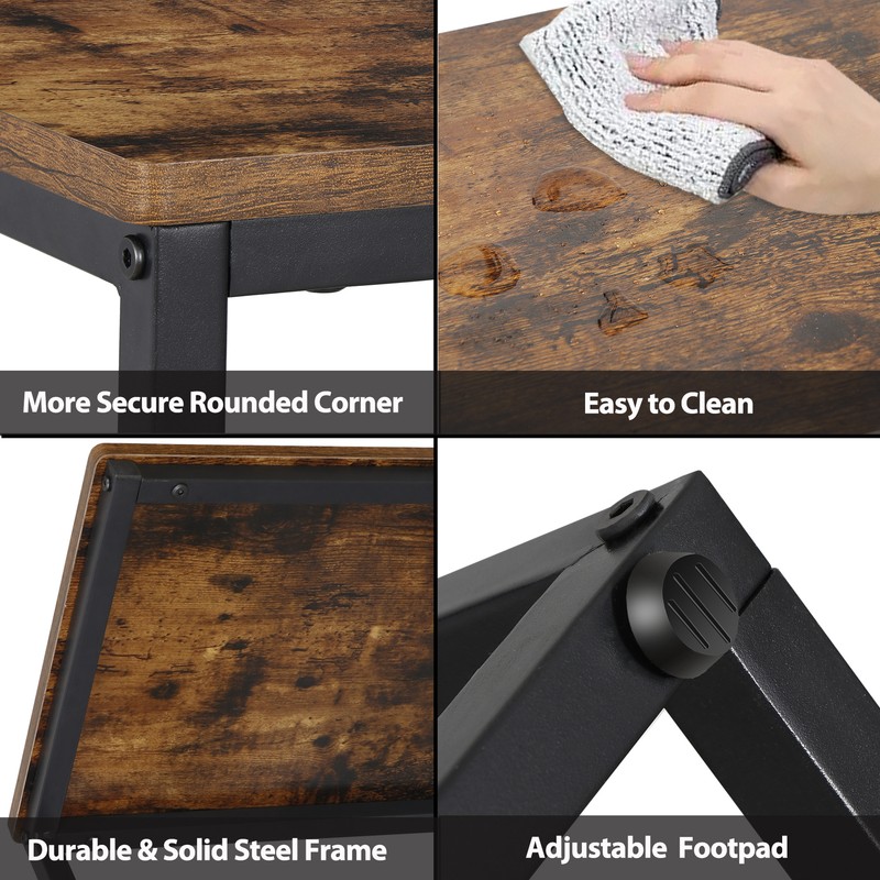C Shaped Side Table End Table for Sofa Bed and Couch w/ Metal Frame Rectangular gallery