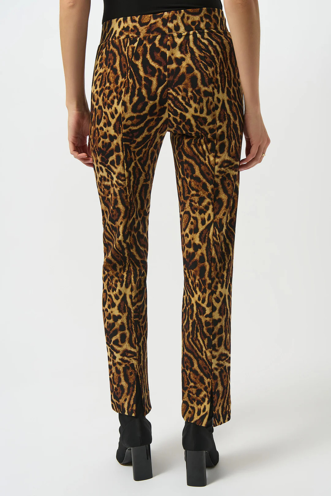 Joseph Ribkoff Black/Brown Animal Print Pull-On Straight Leg Pants 253269 gallery
