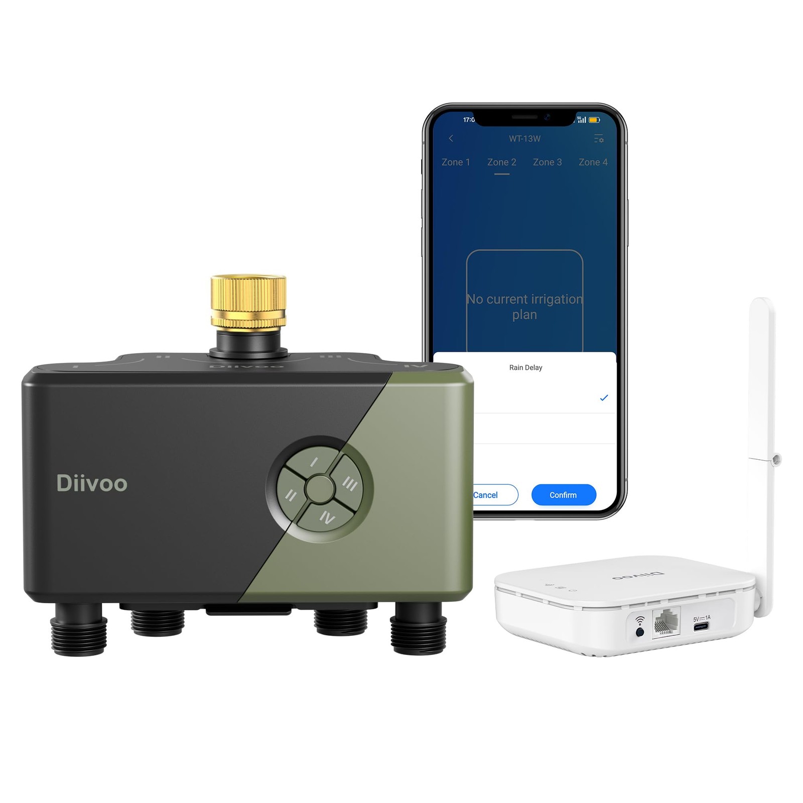 Diivoo 4~Zone WiFi Smart Sprinkler Timer, Alexa Compatible, Rain Delay gallery