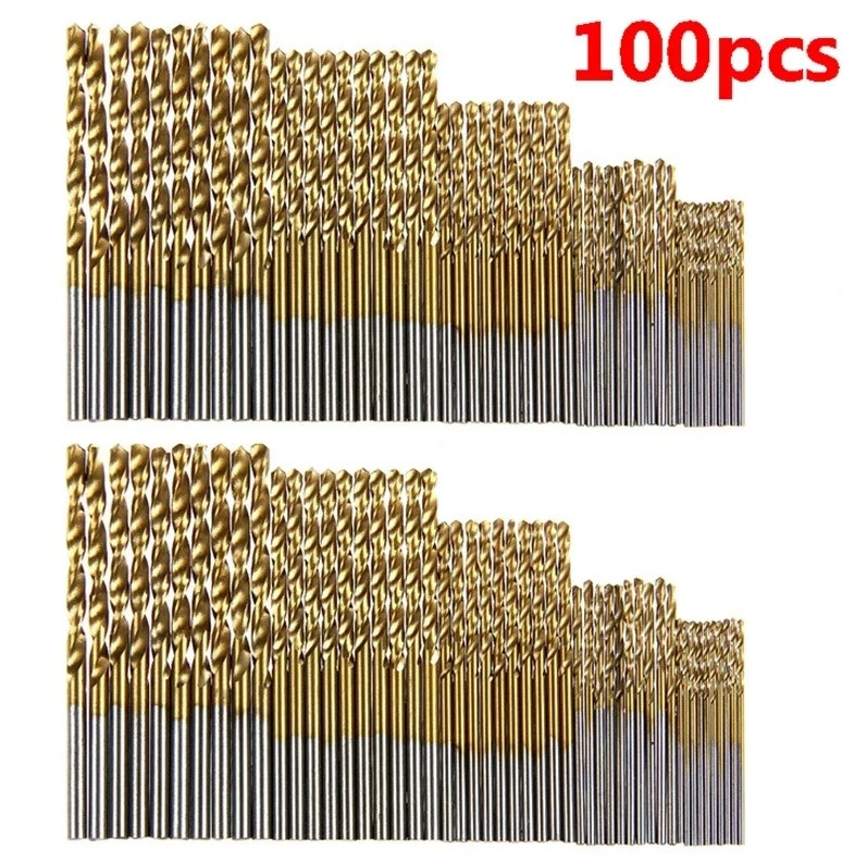 100pcs Titanium Coated HSS Drill Bit Set 1–3mm High Speed Steel Tools gallery