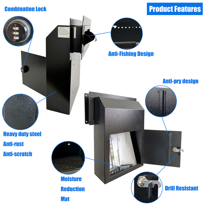 OPEN BOX Locking Door Drop Box with Combination Lock – Mailbox with Rear Access gallery