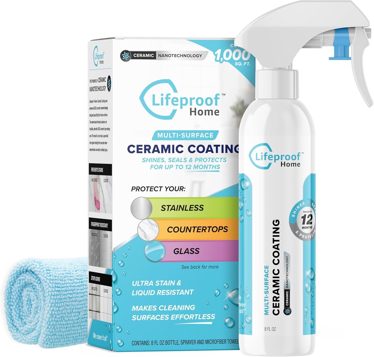 NEW LIFEPROOF HOME MULTI-SURFACE CERAMIC COATING 8 OZ COMPLETE KIT TOWEL SPRAYER gallery