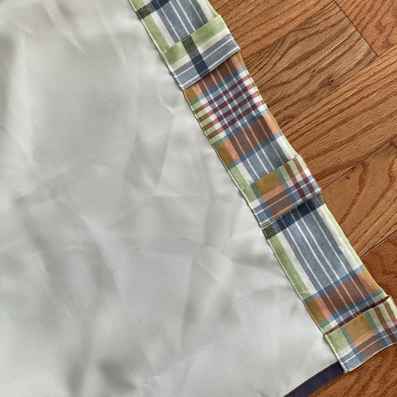 2 Pottery Barn Kids Madras Patchwork Plaid Curtain Panels 44x96 Lined gallery