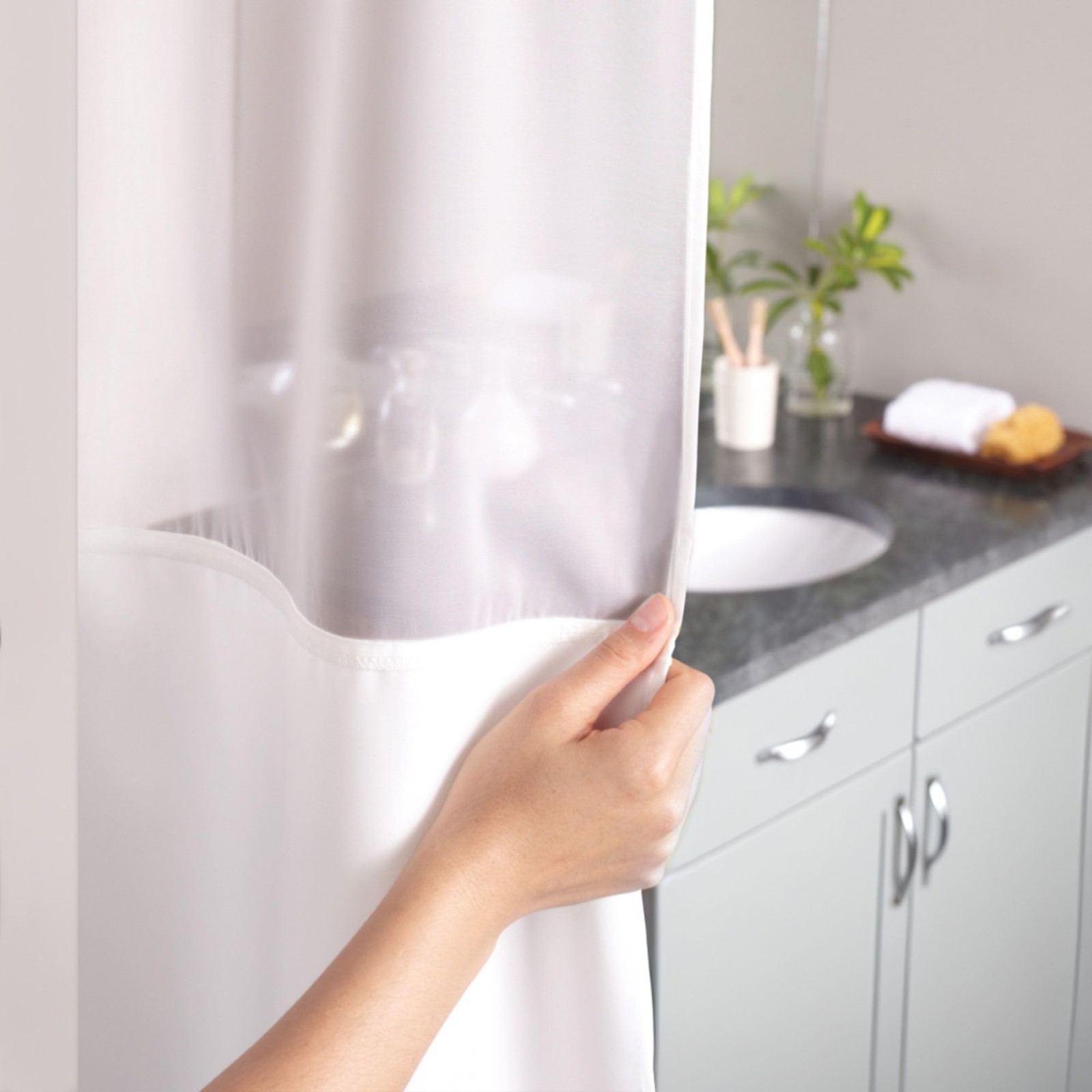 Hookless It’s A Snap Waffle Shower Curtain, 3-in-1 Shower Curtain Includes gallery