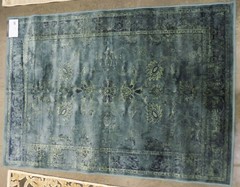 TURQUOISE / MULTI 3′-4″ X 4′-7″ Stained Rug Reduced Price VTGB117-2220-3