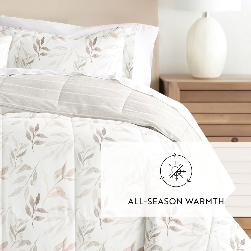 Kaycie Gray Floral Patterned Reversible Comforter Set gallery