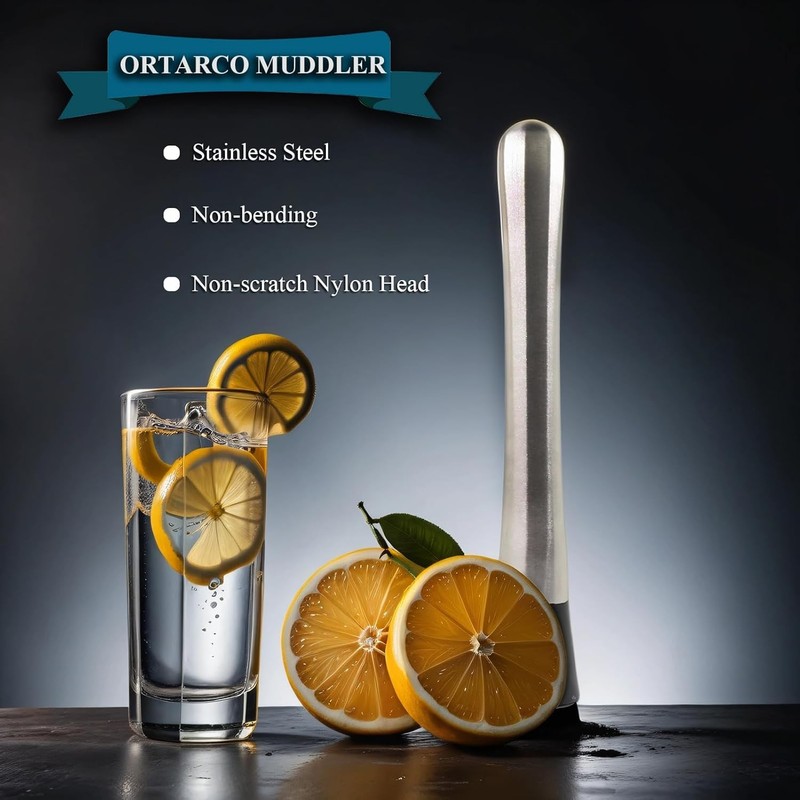 10 Inch Stainless Steel Muddler for Cocktail and 10 Inch Mixing Bar Spoon, 2 Pic gallery