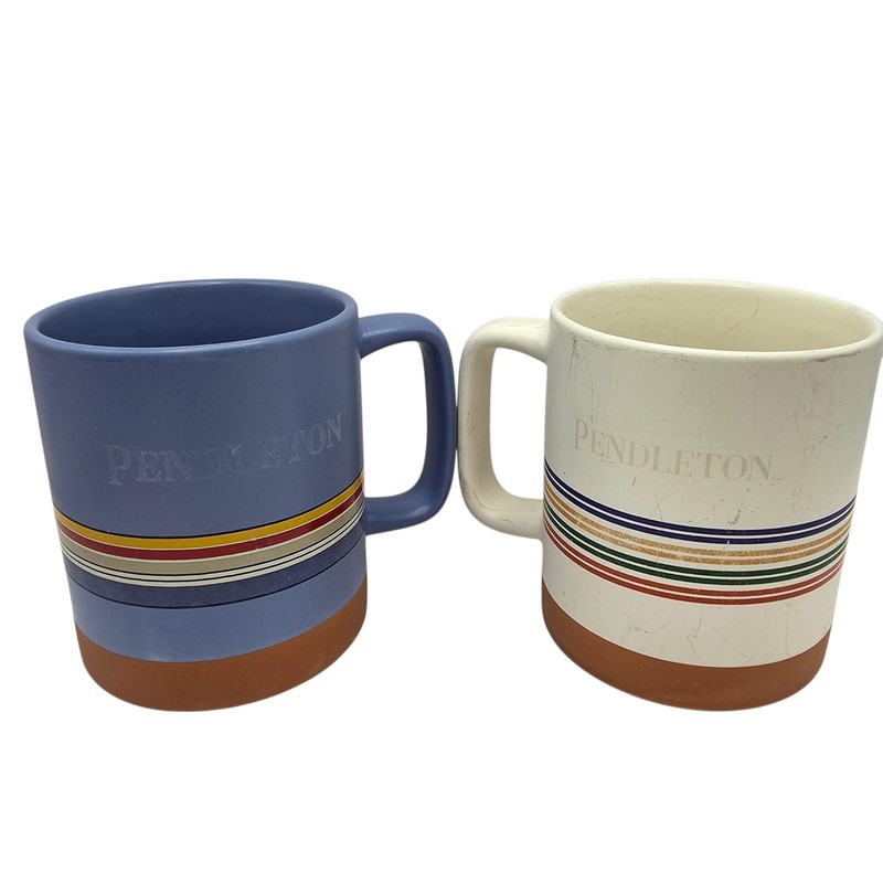 Pendleton Striped Stoneware Coffee Mugs Set Of 4 18 Oz Multicolor Terracotta gallery