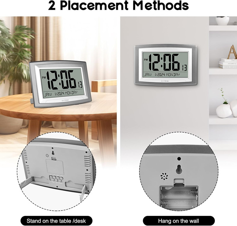 Auto Set Digital Wall Clock Battery Operated,12.5 Inch Large Display Digital Ala gallery