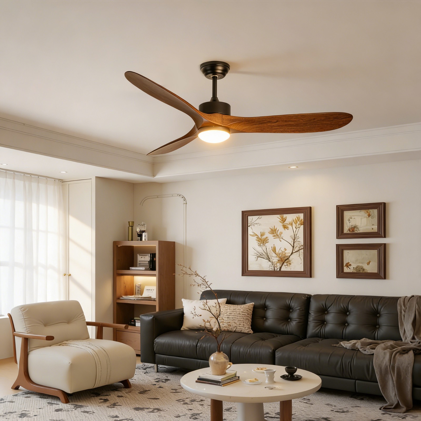60" Ceiling Fan LED Light Remote Quiet DC Motor 6 Speed Adjustable Height gallery