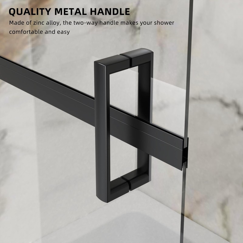 Goodyo Bathtub Screen Panel Pivot Swing Shower Door 31.5"x55", Matte Black gallery