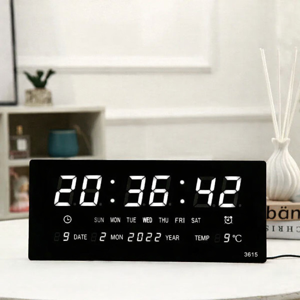 Large Screen Digital Wall Clock LED Display Desk Time Temperature Calendar Date gallery