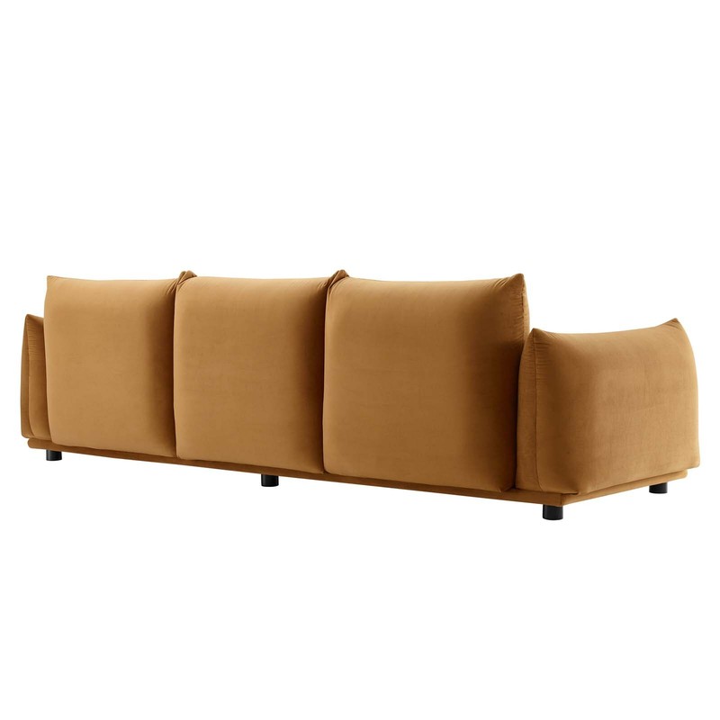 Modway Copious Plush Performance Velvet Sofa in Cognac gallery