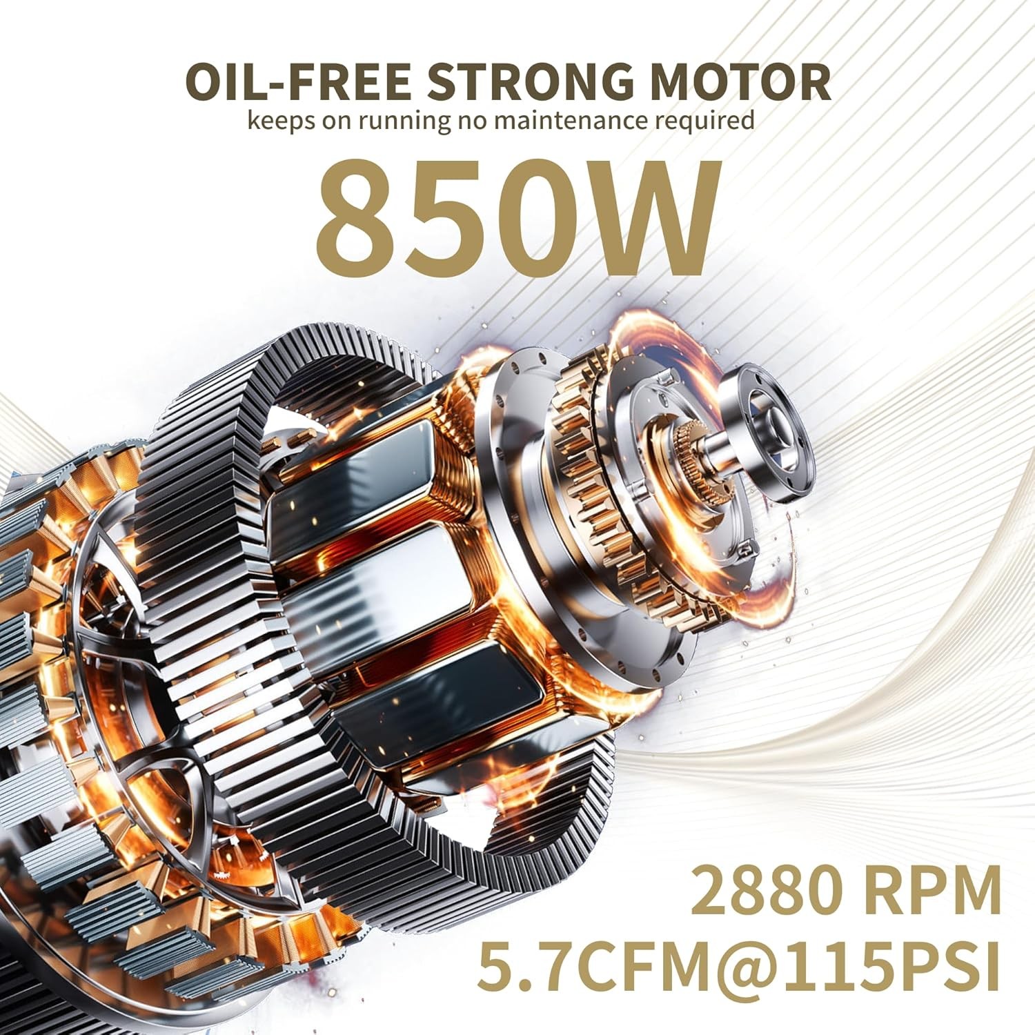 Quiet Compressor 2.4Gal 115PSI 70dB Oil Free MZB gallery