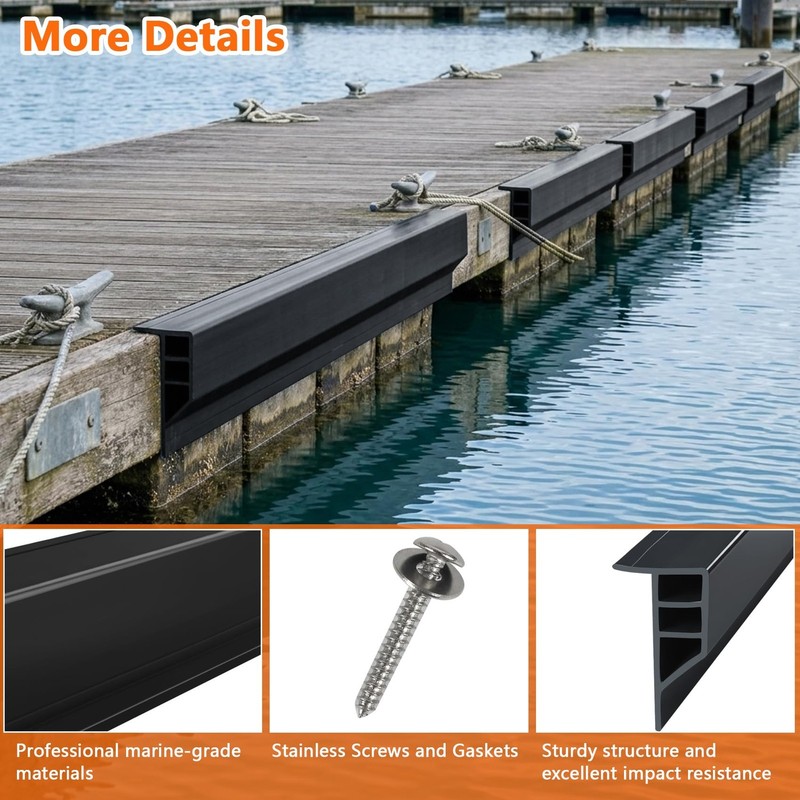 Dock Bumper with Screws,Dock Bumper Guard Full Face Black 8 Pack Total 16FT gallery