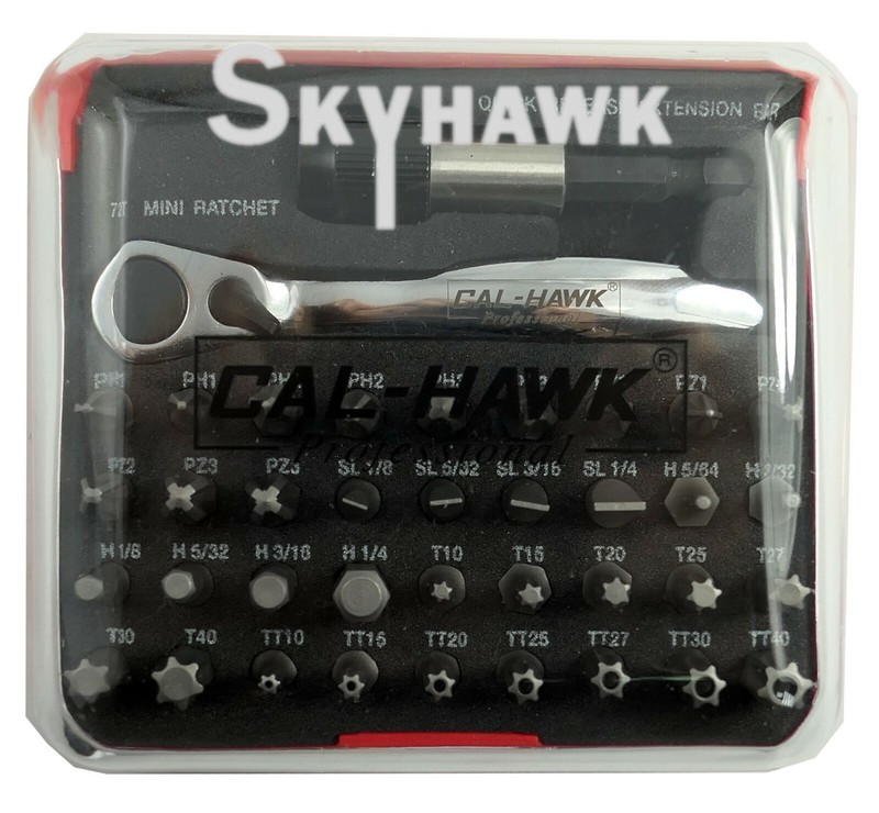 CAL HAWK 38pc Micro Mini Ratchet Quick Release Extension Bar and Bit Set NEW gallery