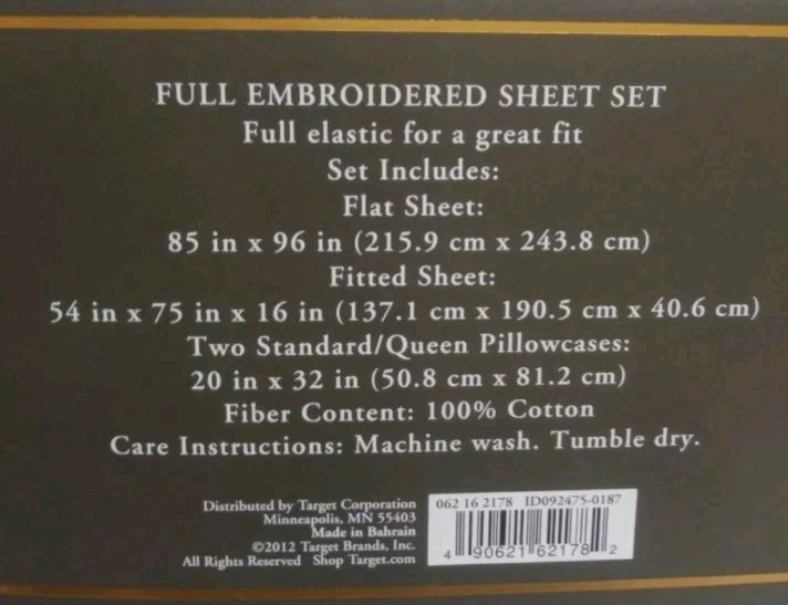 BRAND NEW FIELDCREST FULL SIZE 450TC Egyptian Cotton Sheet Set TEAL BLUE gallery
