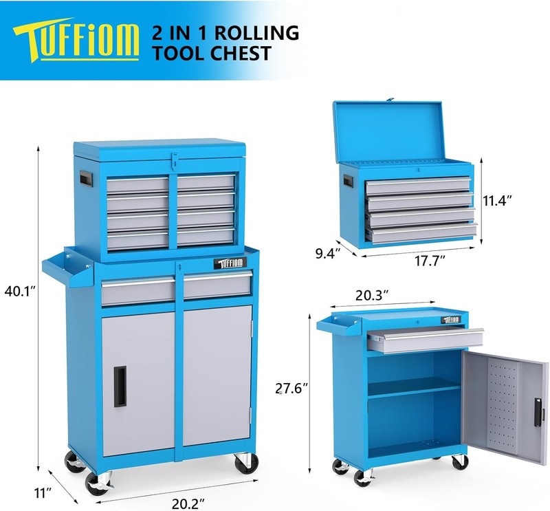 5-Drawer Rolling Tool Chest with Lockable Wheels & Detachable Top - Alloy Steel gallery