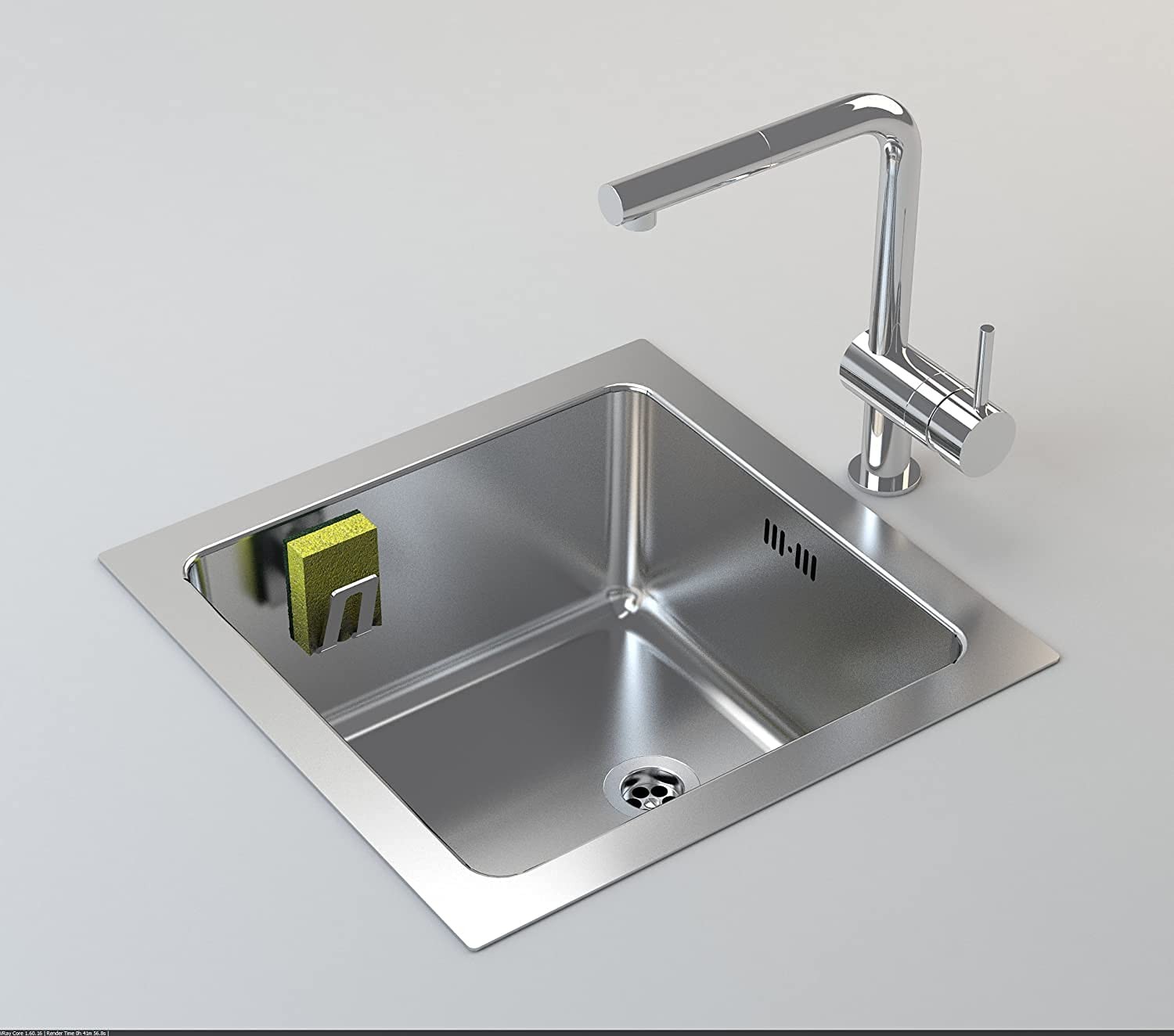 Happy Sinks Sponge Holder for Sink, Polyurethane PU, Metallic Silver, PequeÃ±o gallery
