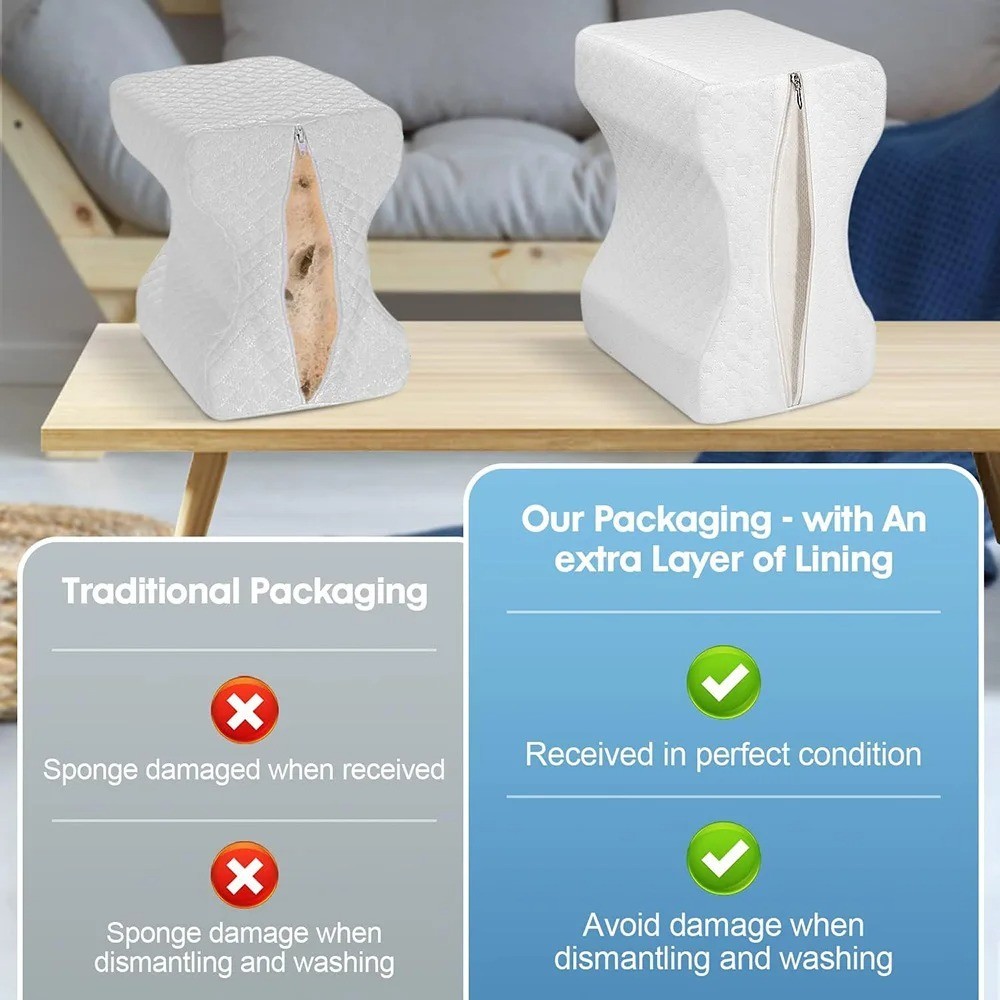 Memory Foam Knee Pillow for Side Sleepers Hip Knee Pain Relief with Strap gallery
