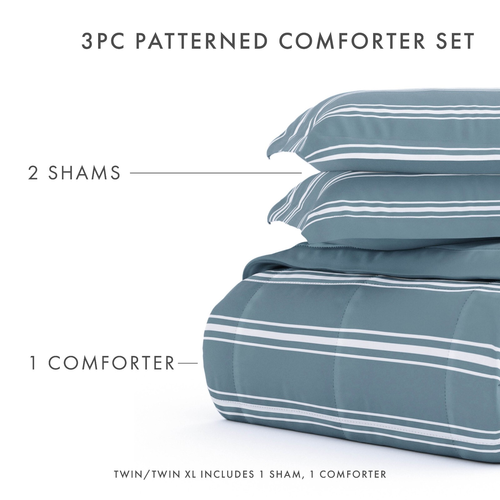 Kaycie Gray Ultra Soft Soft Stripe Reversible Down-Alternative Comforter gallery