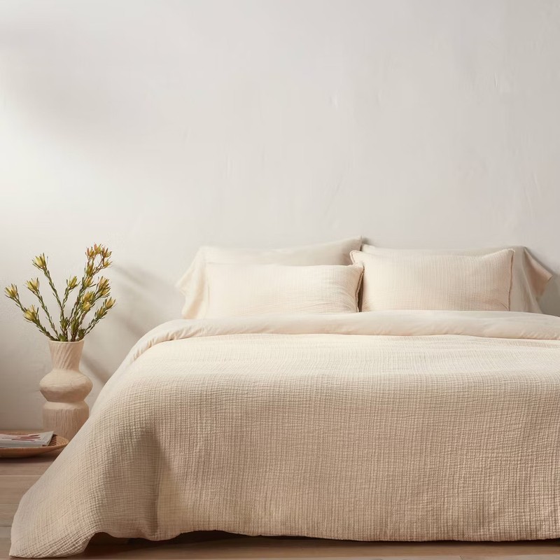 Full/Queen Textured Chambray Cotton Duvet & Sham Set Natural - Casaluna gallery