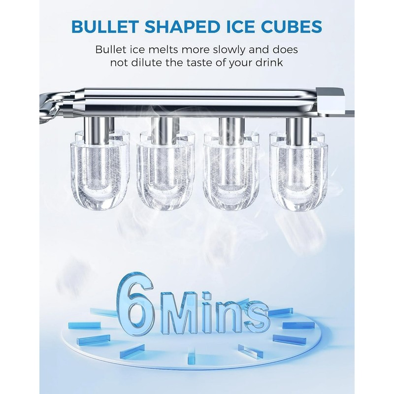 Portable Ice Machine with Self-Cleaning, 26.5 lbs/24Hrs, 8 Ice Cubes in 6 Mins gallery
