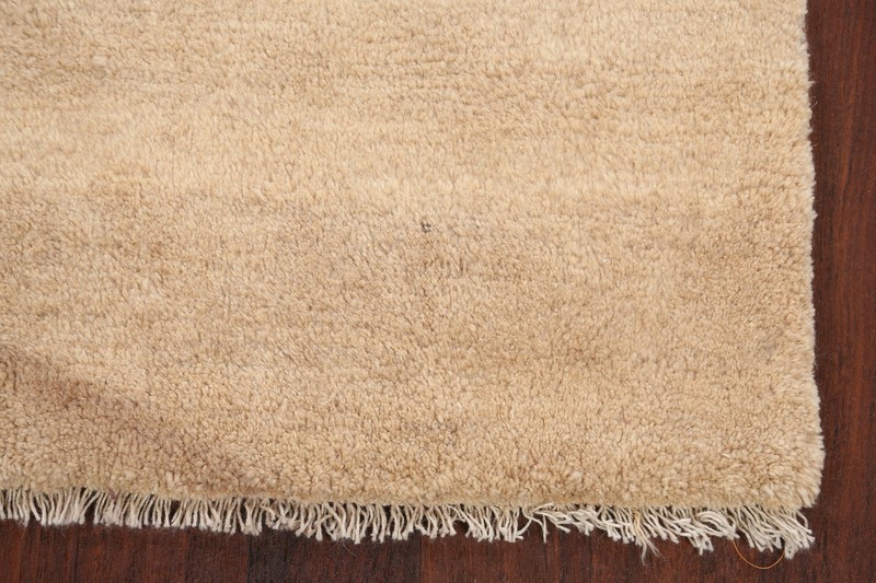 Modern Solid Ivory Gabbeh Hand-Knotted Runner Rug Wool Oriental Carpet 2x6 ft gallery