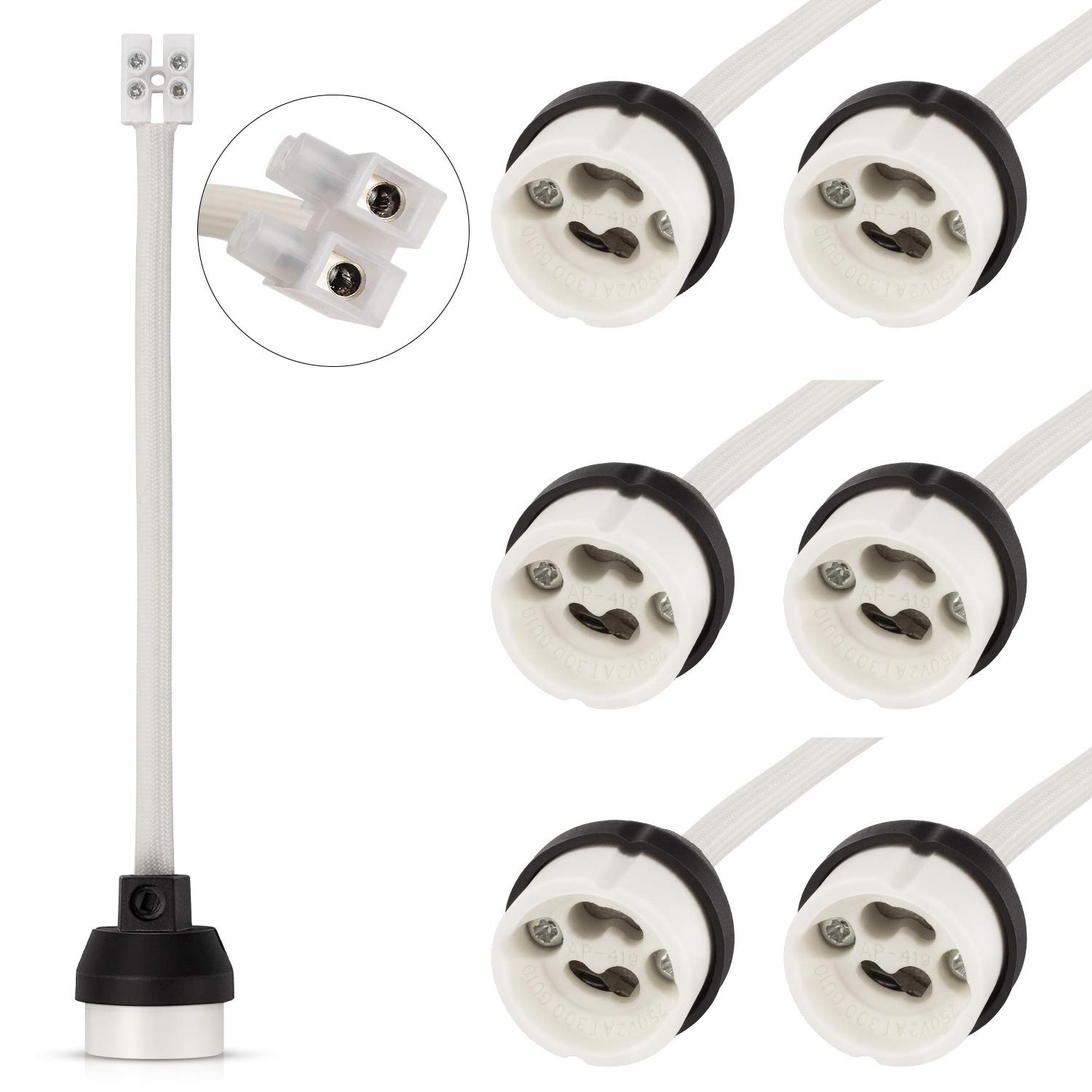 GU10 Ceramic Socket Lamp Holder, 15CM Long Wire Bulb Holder for GU10 Spotlight B gallery