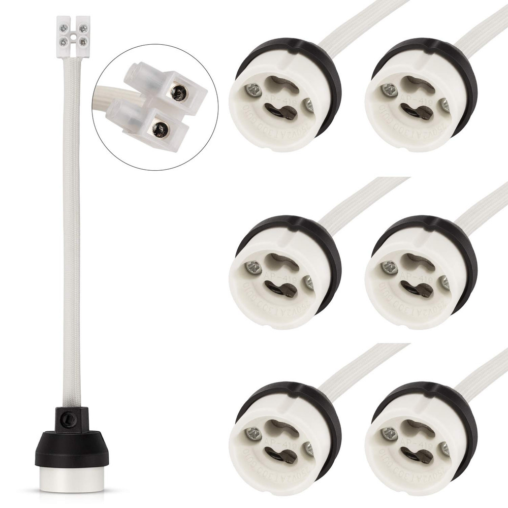 GU10 Ceramic Socket Lamp Holder, 15CM Long Wire Bulb Holder for GU10 Spotlight B