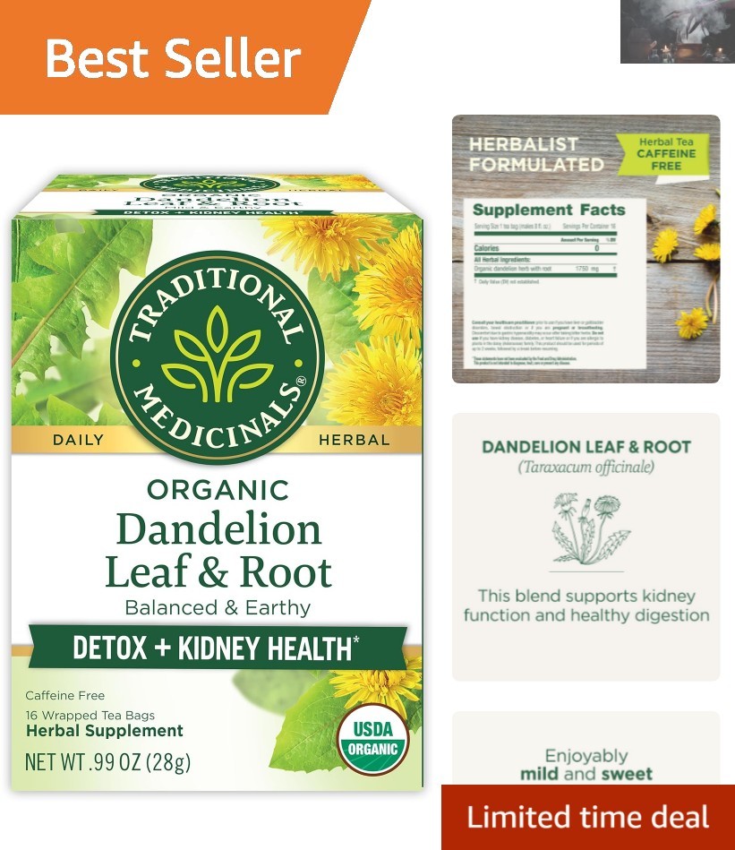 Organic Dandelion Root Tea - Supports Detox & Digestion, 16 Caffeine-Free Bags gallery