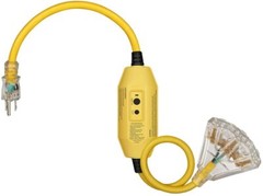 DEWENWILS Tri-Tap Manual GFCI Extension Cord 12/3 Gauge SJTW Cord with LED Light