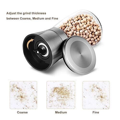 2PC Salt and Pepper Grinder Set with Adjustable Glass Grinder Stainless Steel gallery