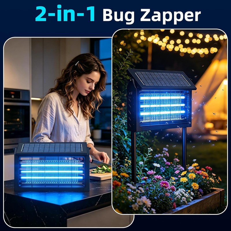 Solar Bug Zapper Outdoor Cordless Fly Trap Insect Zapper 4500V Mosquito Zapper gallery