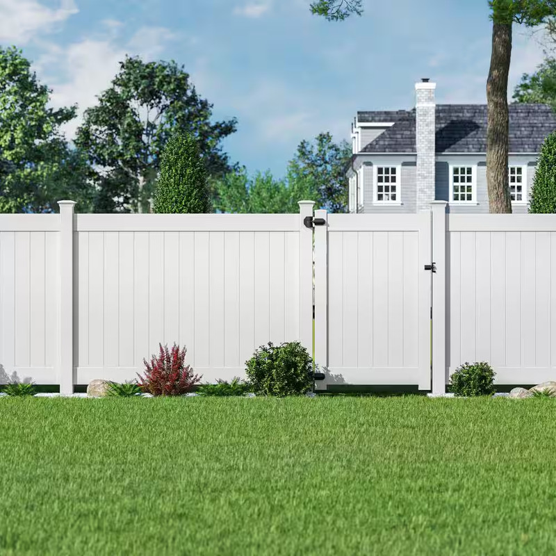 Linden 6 Ft. X 8 Ft. Privacy Framed Flat Vinyl Fence Panel Rails (2-Piece) gallery