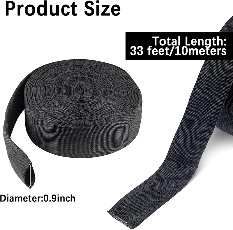 33 FT Nylon Hydraulic Hose Protector Sleeve Black Protective Cover gallery
