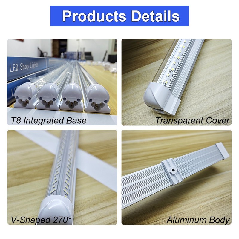 12 or 24 Pack Linkable Led Shop Light 8 Foot 18000Lm 6500K For Garage Workshop gallery