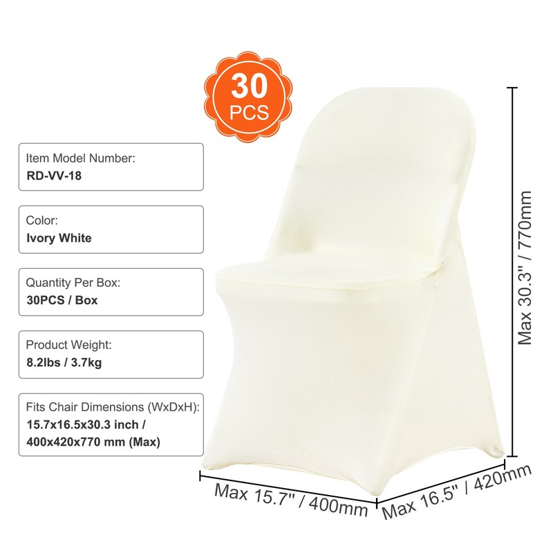 VEVOR 30/50/100PCS White Stretch Folding Chair Covers for Wedding Party Dining gallery