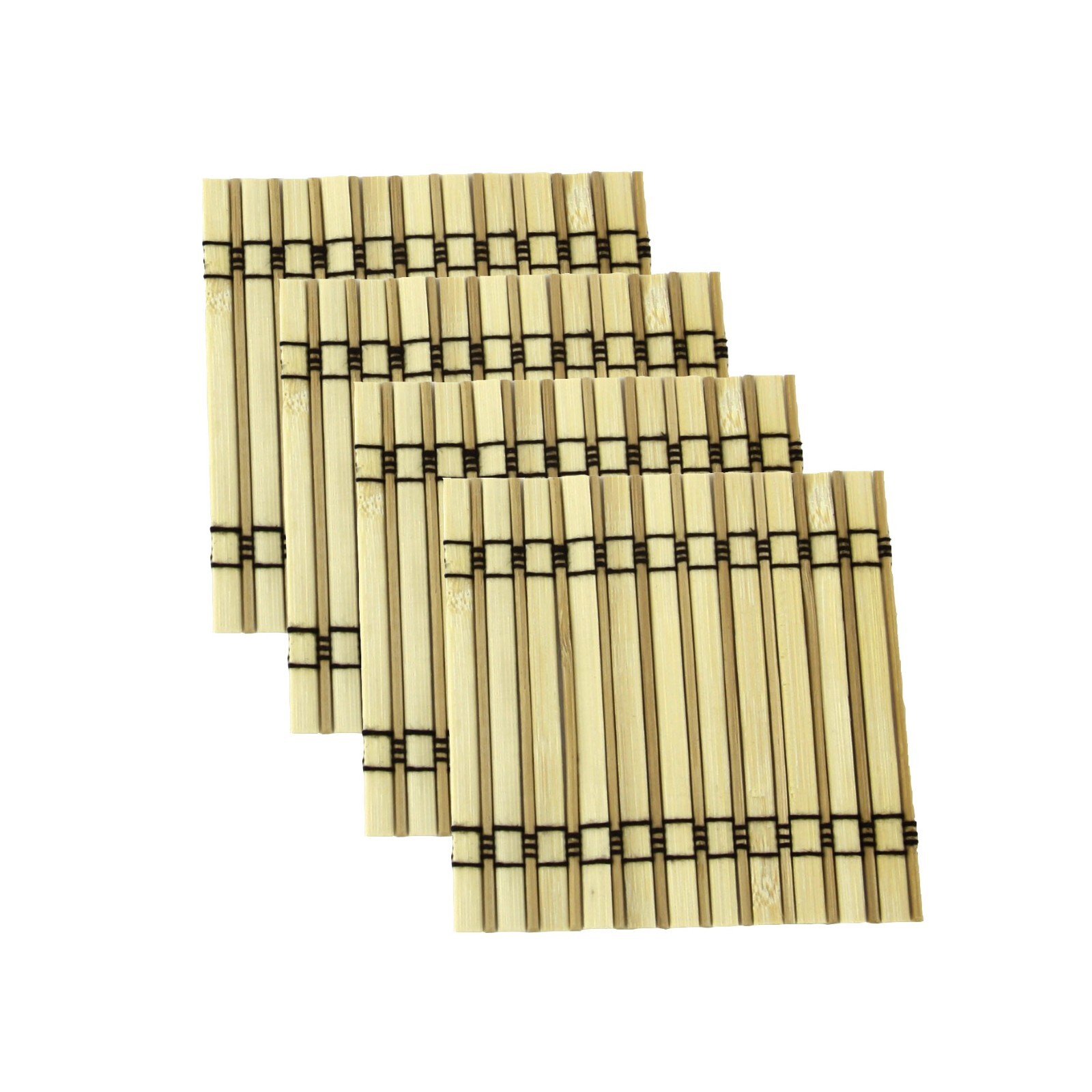 BambooMN Premium Bamboo Slat Coasters - 4.25" x 4.25" gallery