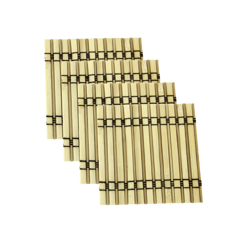 BambooMN Premium Bamboo Slat Coasters - 4.25" x 4.25"
