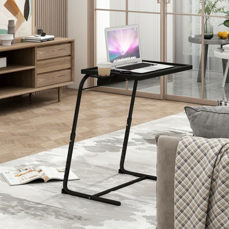 Portable Height Adjustable Laptop Table TV Tray Desk Overbed Stand w/Cup Holder gallery