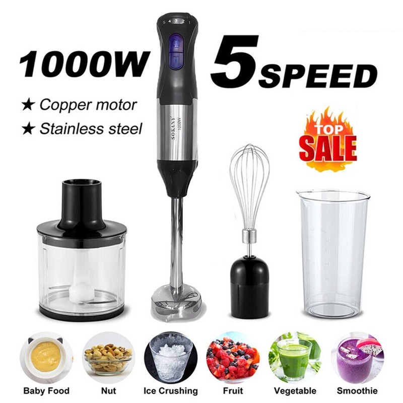 1000W 4 IN 1 Electric Hand Immersion Blender Stick Handheld Blender 5-Speed SET gallery