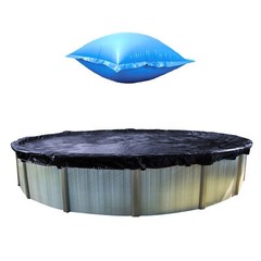 Swimline 24 Ft Round Above Ground Winter Pool Cover w/ 4’x8′ Closing Air Pillow