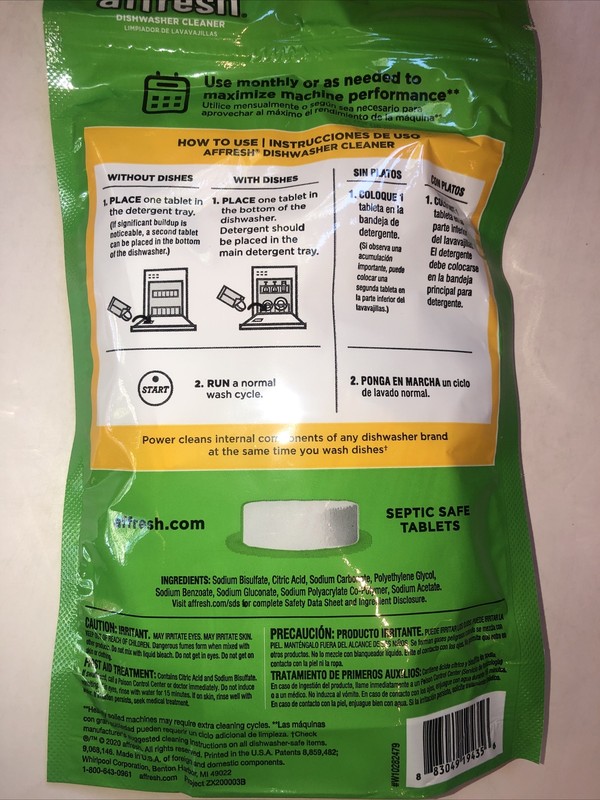 Affresh Dishwasher Cleaner, 72 Tablet (12 PACK-6 in Each) Free Shipping. gallery