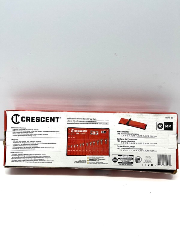 NIB Crescent 15pc Metric Combination Wrench Set w/Tool Roll, Polished, CCWS5-05 gallery