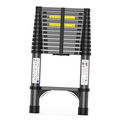 Telescoping Ladder, 330lb Capacity Aluminum Heavy-Duty Extension 12.5FT Black