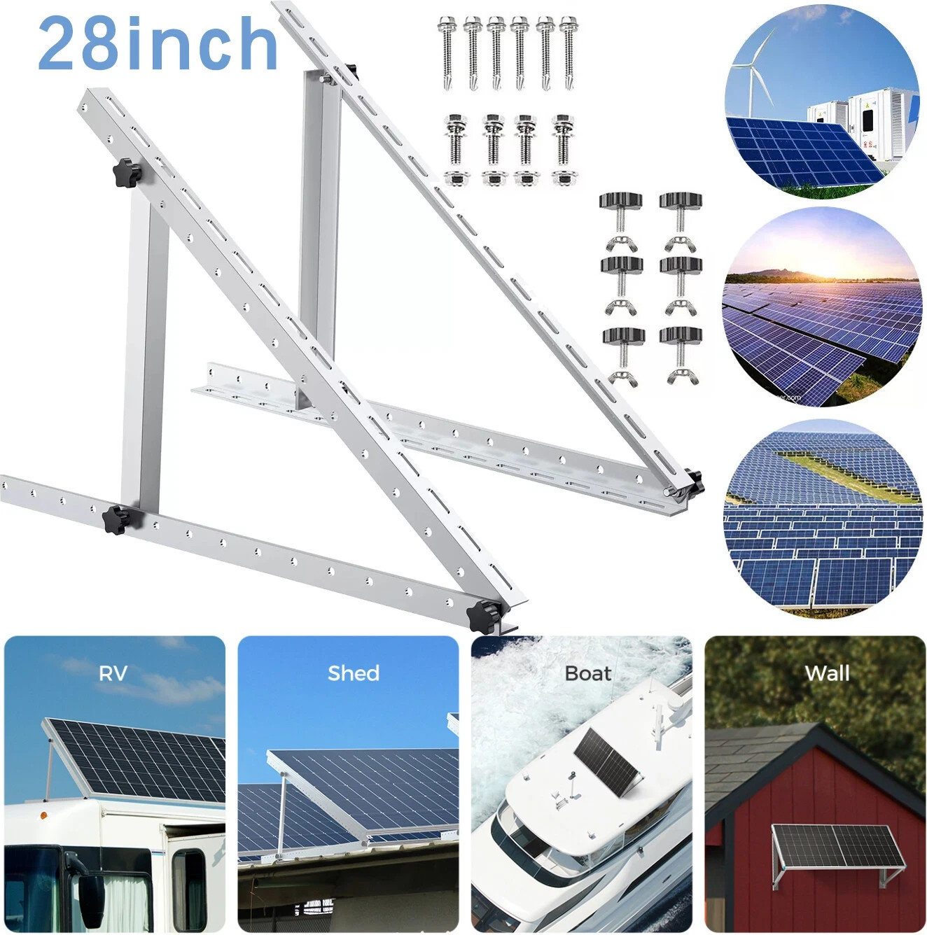 Renogy Solar Panel RV Tilt Mount Brackets Rooftop Flat Surface Adjustable Frame gallery