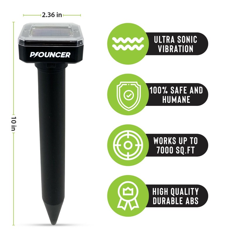 P-OUNCER Solar Mole Repellent (4 Pack): Deter Rats, Mice, Voles and Gophers gallery