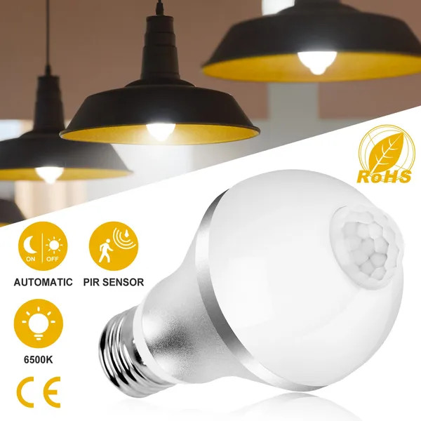 E27 Motion Sensor Light Bulb 9W/5W 1000LM 6500K Dusk To Dawn Automatic On/Off LE gallery